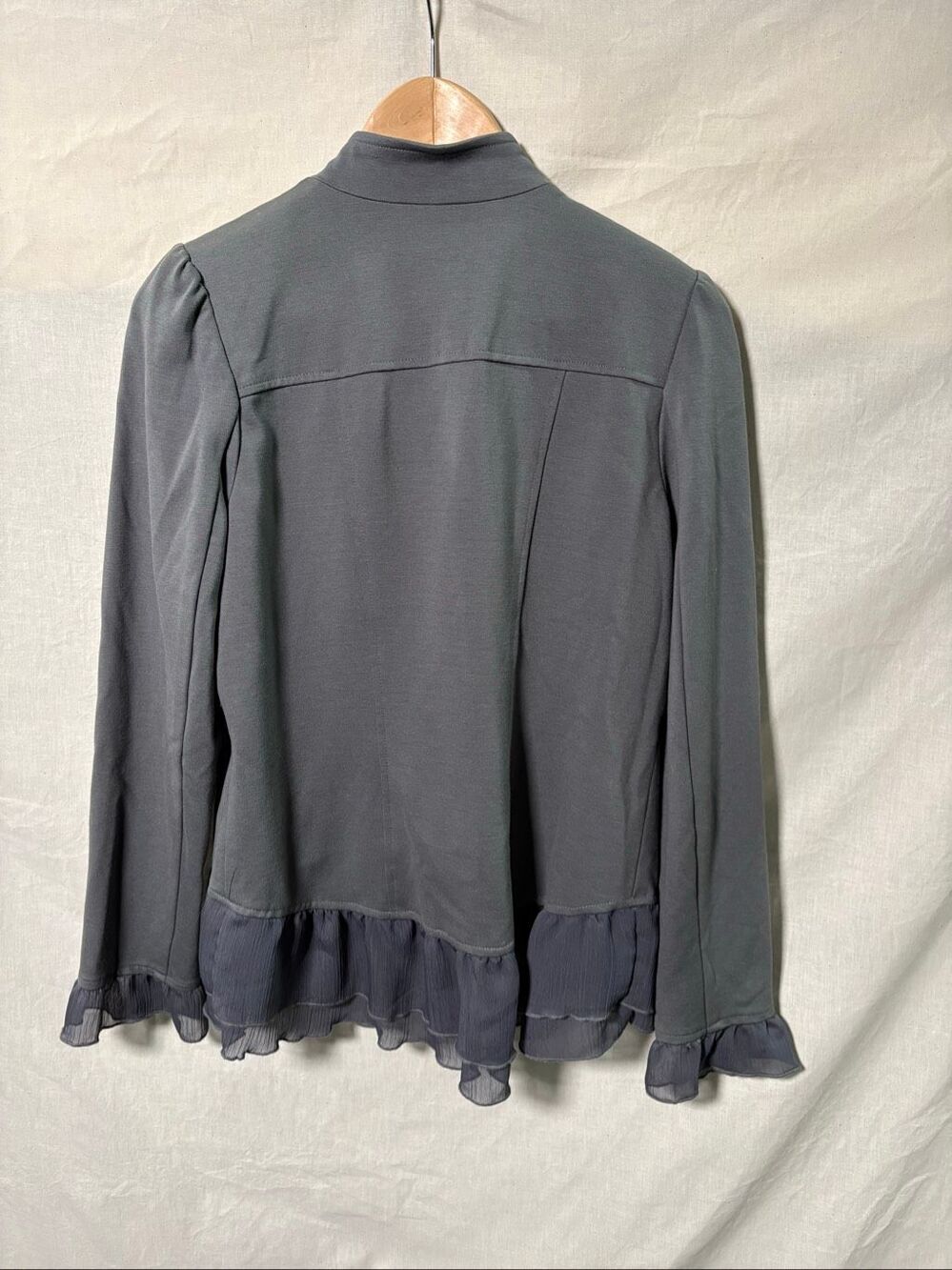Hot in Hollywood Gray Ruffle Military Jacket Blazer Women’s M Victorian Regency - Picture 3 of 9